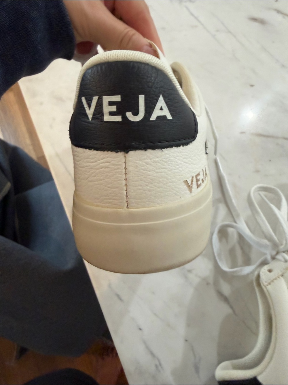 Veja White Sneakers with Black V Detail - Picture 5 of 12